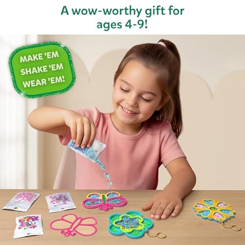 Skillmatics Shake-its – Glitter Craft Kit for Kids, DIY Arts & Crafts with Keychains, Mess-Free Activity, Travel Toy, Flowers & Butterflies, Birthday Gifts for Girls & Boys Ages 4, 5, 6, 7, 8, 9 — view 5