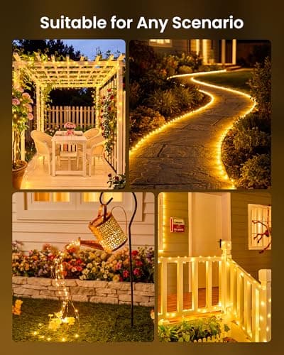 Minetom 4 Pack Solar String Lights, Total 132Ft 400 LED Solar Fairy Lights Outdoor Waterproof, 8 Modes Firefly Starry Twinkle Lights for Yard Garden Patio Tree DIY Crafts Wedding Party(Warm White) — view 5