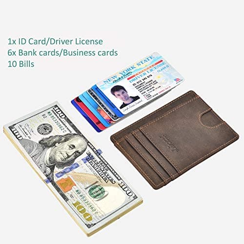 Kinzd Slim Wallet RFID Front Pocket Wallet Minimalist Secure Thin Credit Card Holder Dark Brown — view 6