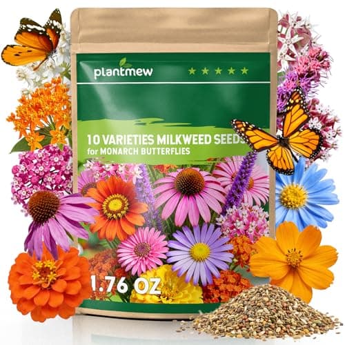 Milkweed Seeds for Monarch Butterflies – Wildflower Seeds Mix 18000+ Seeds (1.76 oz), Perennial Pollinator Garden Flowers, Attract Bees, Butterflies & Hummingbirds, Easy to Grow (1.76 oz)