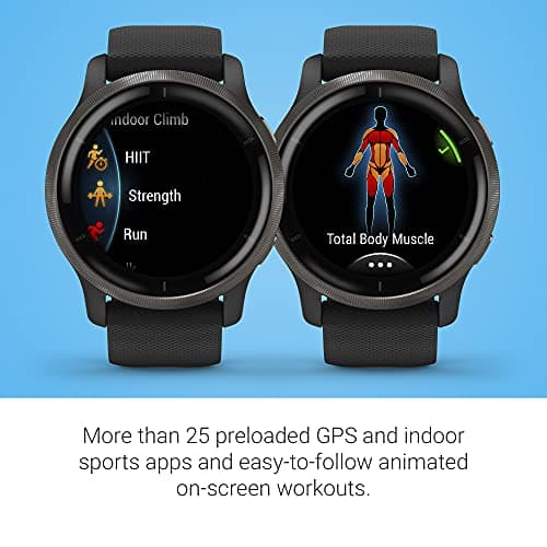 Garmin Venu 2, GPS Smartwatch with Advanced Health Monitoring and Fitness Features, Slate Bezel with Black Case and Silicone Band, (010-02430-01) — view 3