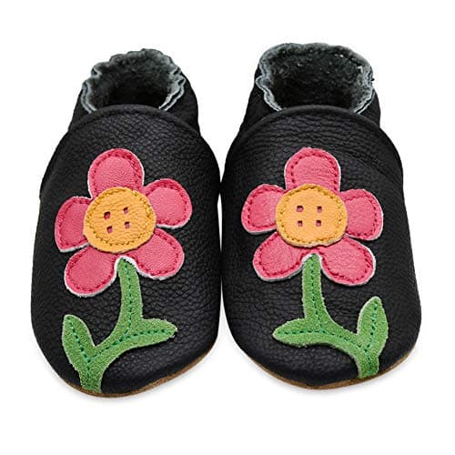 iEvolve Baby Shoes Baby Toddler Soft Sole Prewalker Baby First Walking Shoes Crib Shoes Baby Moccasins(Black Flower, 12-18 Months)