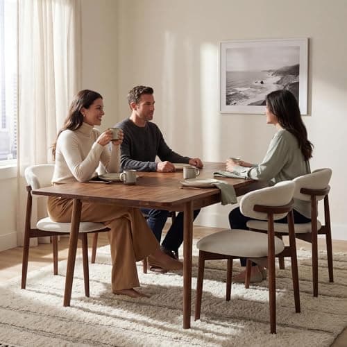 Aykah Aires Dining Chairs Set of 2, Modern Fabric Upholstered Kitchen Side Chairs, Farmhouse Dining Room Chair with Wooden Legs (Almond Cream-Fabric, Almond Cream) — view 3