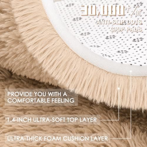 OLANLY Fluffy Area Rug for Living Room Bedroom, 2x3 Feet Soft Shaggy Non-Slip Carpet, Indoor Modern Plush Area Rugs for Kids Girls and Boys, Dorms, Nursery Rooms, Home Decor, Beige — view 3