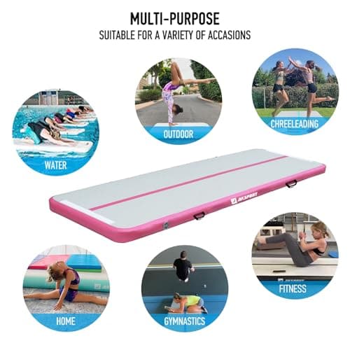 AKSPORT Air Mat Tumble Track Gymnastics Tumbling Mat Inflatable Floor Mats With Electric Air Pump for Home Use/Tumble/Gym/Training/Cheerleading/Parkour/Beach/Park/Water (Pink, 9.84ft) — view 5