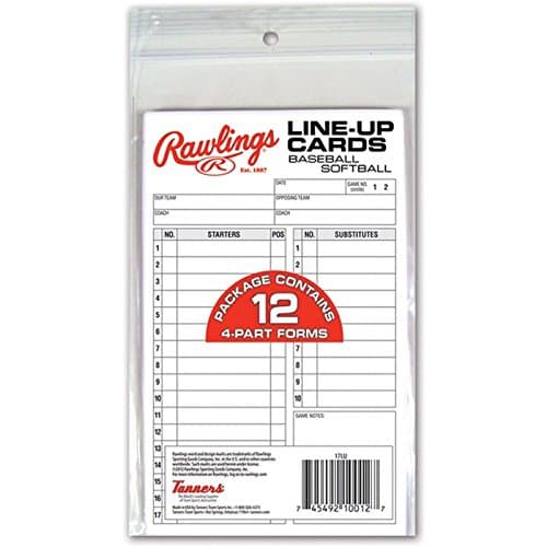 Rawlings System-17 Line-Up Cards (12 Cards) — view 2