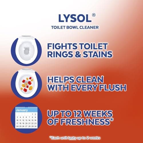 Lysol Click Gel Automatic Toilet Bowl Cleaner, Toilet Gel Stamp, Toilet Freshener, Bathroom Essentials, Refreshing Mango & Hibiscus Scent, 6 Count (Pack of 1) — view 3