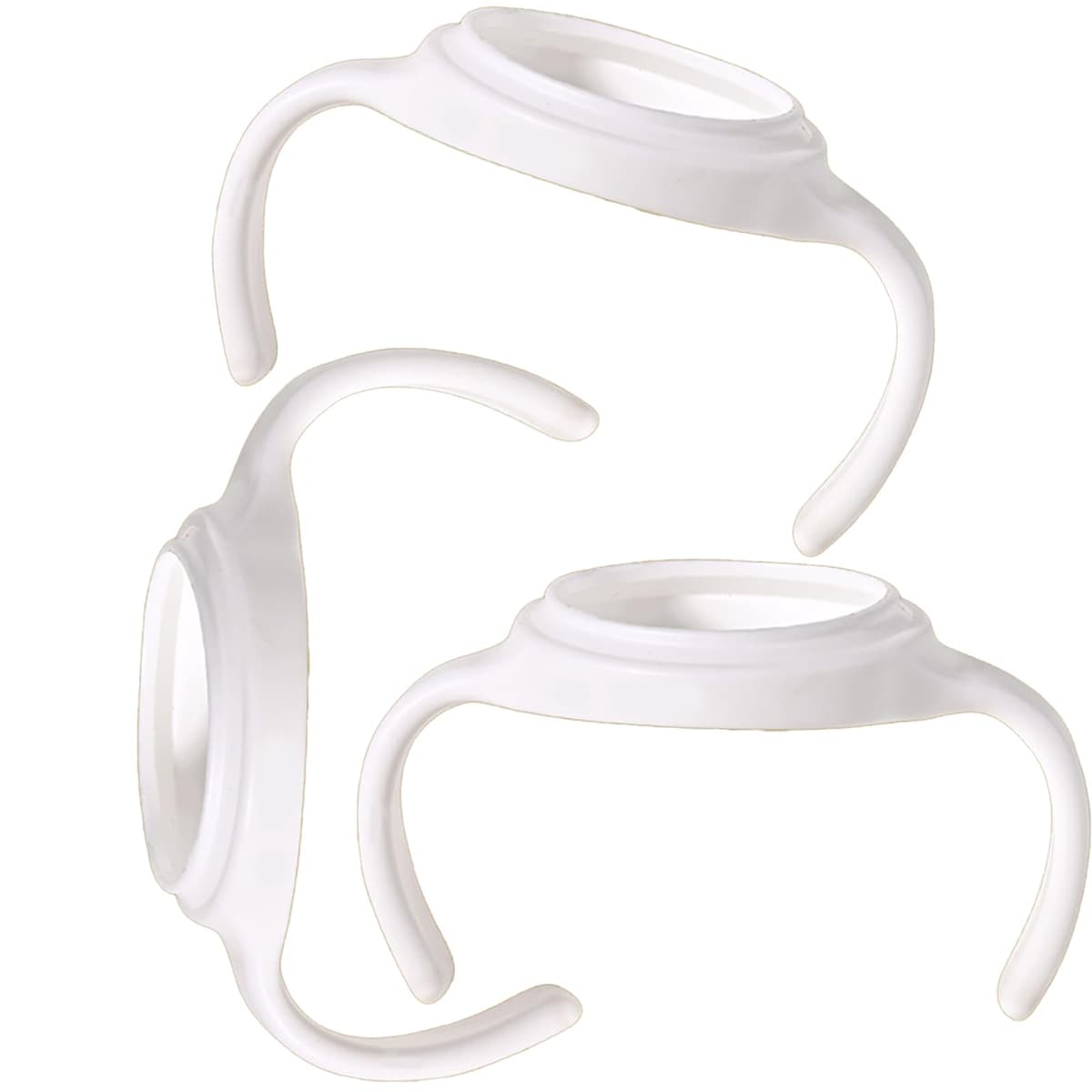 3 Pack Baby Bottle Handles for Newborn Infants, BPA-Free Non-Slip Ergonomic Grip Easy to Install Replacement Handle for Baby Bottles, White (Set of 3)