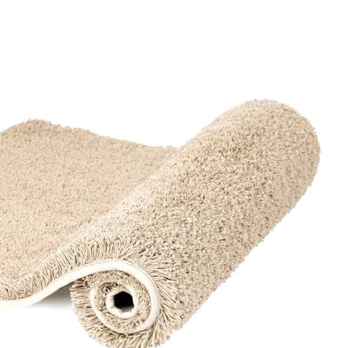Walensee Bathroom Rug Non Slip Bath Mat for Bathroom (16 x 24, Beige) Water Absorbent Soft Microfiber Shaggy Bathroom Mat Machine Washable Bath Rug for Bathroom Thick Plush Rugs for Shower