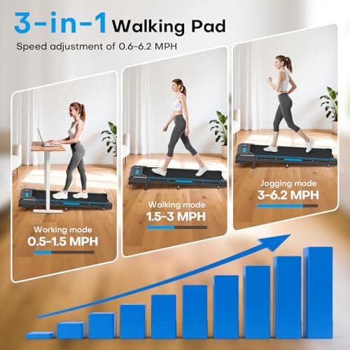 Walking Pad with 9% Incline, FOUSAE 3 in 1 6.2 MPH Treadmill for Home with Double Frame 330 LB Weight Capacity, 2.5 HP Under Desk Walking Pad Treadmill with 12 HIIT Programs, Magnetic Remote Control
