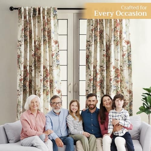 Maison d' Hermine Curtains for Living Room 100% Cotton 96 inch Length Two Panel Light Filtering Curtains for Windows with Rod and Loop Pockets Spring Summer (Abbeville, 50" W x 96" L) — view 4
