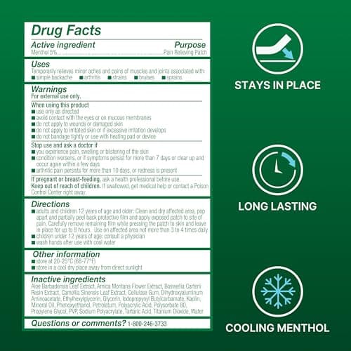 Biofreeze Large Pain Relief Patches, Menthol Pain Patches for Lower Back, Neck, Knee, & Shoulder, Comfortable & Flexible Fabric Stays in Place, 12 ct — view 3