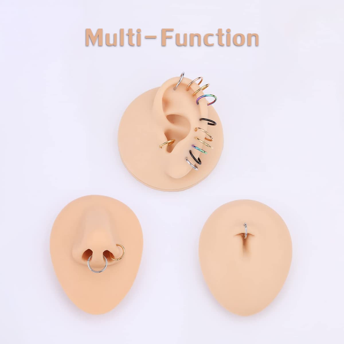 hengkaixuan 316L Surgical Steel Nose Hoop Ring Hinged Segment Clicker Ring Cartilage Helix Lip Tragus Conch Piercing Jewellery Sleeper Earrings Septum Lobe Hoop Earring for Women — view 2