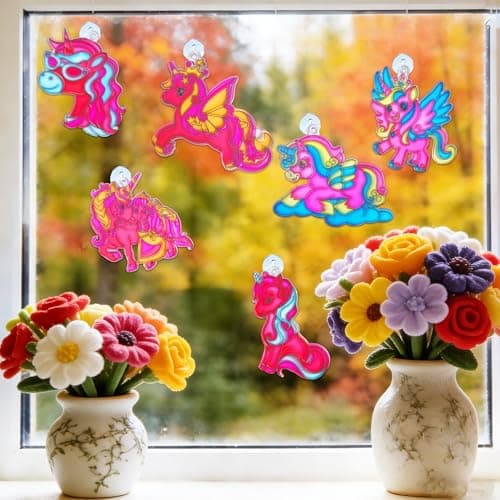 Ayhuhra 30 Sets Valentines Day Cards with Unicorn Paint Set-Unicorn Suncatchers Craft Kits DIY Window Paint Art for Valentine's Day Art Craft Gift Exchange — view 4