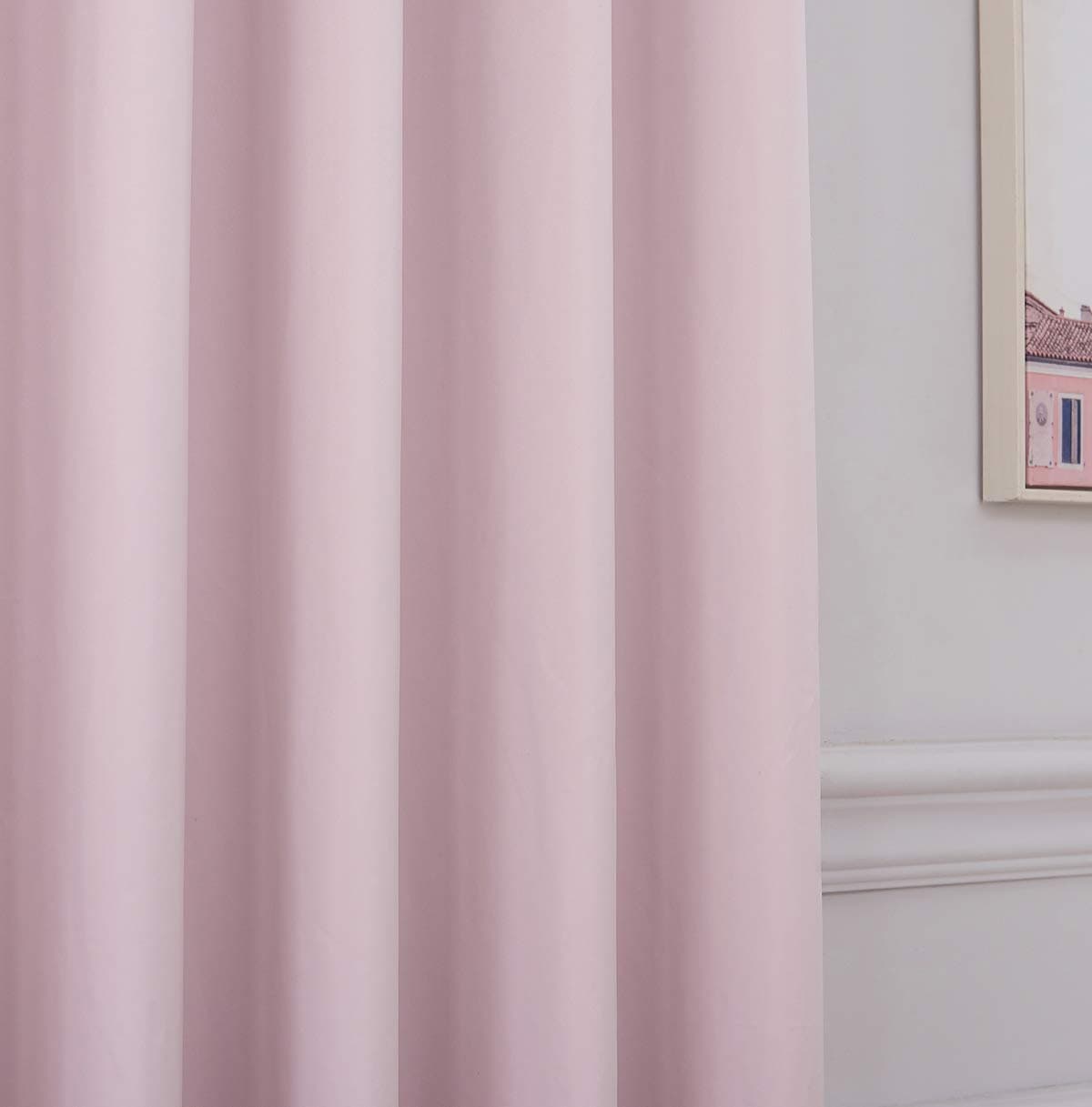 COASTLINE Super Soft Matt Satin 100% Thermal Blackout Blush Pink Eyelet Curtain Window Treatment Drapes 2 panels for Bedroom, Livingroom, Kids Nursery Room W46 x L54 inch — view 3