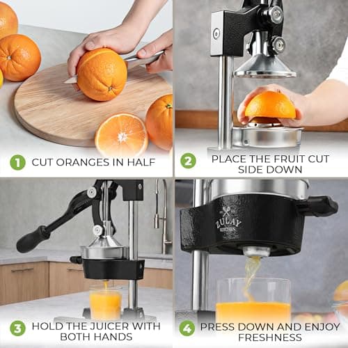 Zulay Kitchen Cast Iron Juicer - Manual Citrus Press and Lemon Squeezer - Premium Quality Heavy Duty Manual Juicer for Orange Juice and Lime Squeezer, Black — view 3