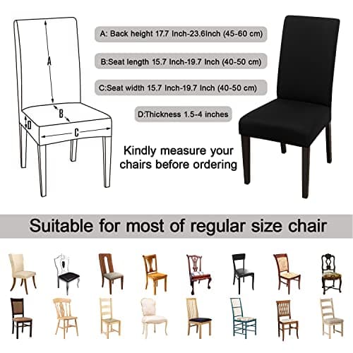 JQinHome High Stretch Removable Washable Chair Seat Protector Cover for Home Party Hotel Wedding (Pack of 6, Black) — view 4