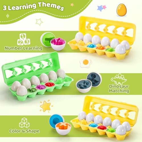 Montessori Matching Eggs Toy for Toddlers 1-3, Color and Shape Sorting Learning Toy, Fine Motor Skills Educational Puzzle, Preschool Learning Toy for Kids — view 4