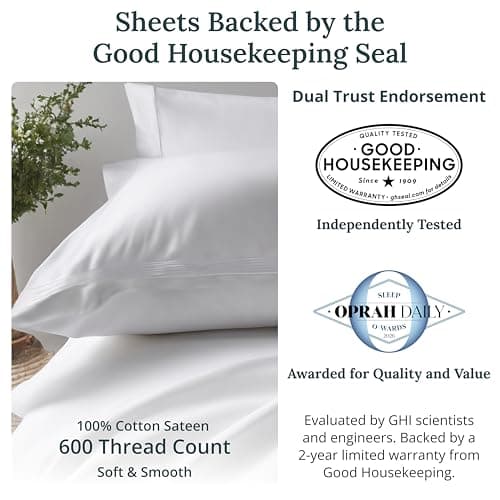 California Design Den Luxury Queen Size Sheet Set - 100% Cotton, 600 Thread Count Deep Pocket Queen Sheets, Hotel-Quality Bedding with Sateen Weave - Blue