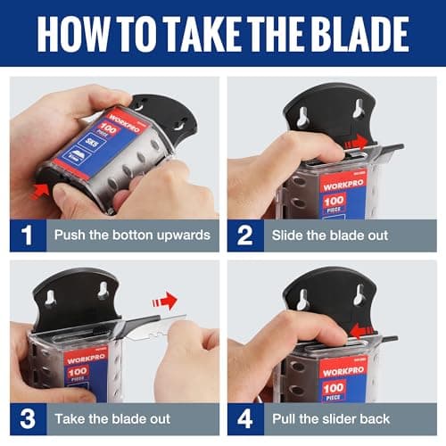 WORKPRO Utility Knife Blades, SK5 Steel, 100-Pack Blades with Dispenser — view 5