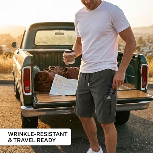 Men's Sport Cargo Shorts - 2026 New Men’s Casual Tactical Style Drawstring Stretch Cargo Shorts (Army-Green,X-Large) — view 2