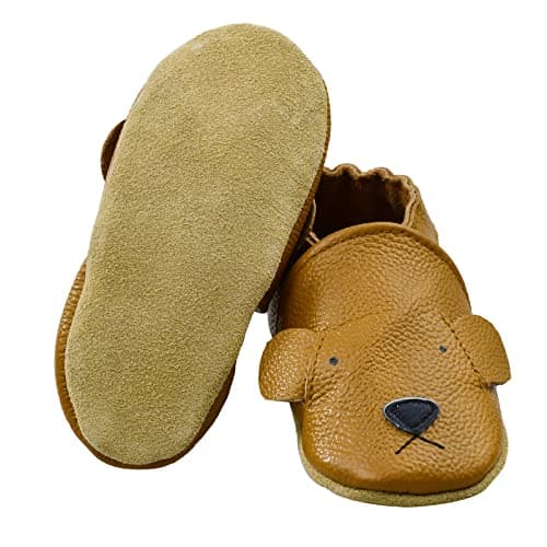 iEvolve Baby Leather Shoes Soft First Walker Shoes Crib Shoes Moccasins for Toddlers(Brown Bear, 12-18 Months) — view 4