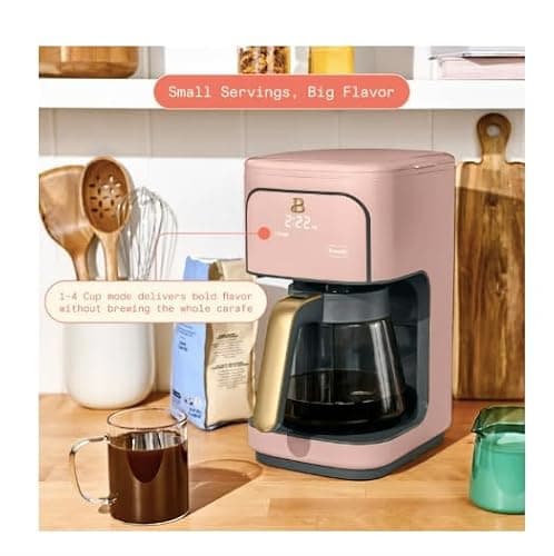 Beautiful 12-Cup Programmable Drip Coffee Maker by Drew Barrymore (Rose Pink) — view 3