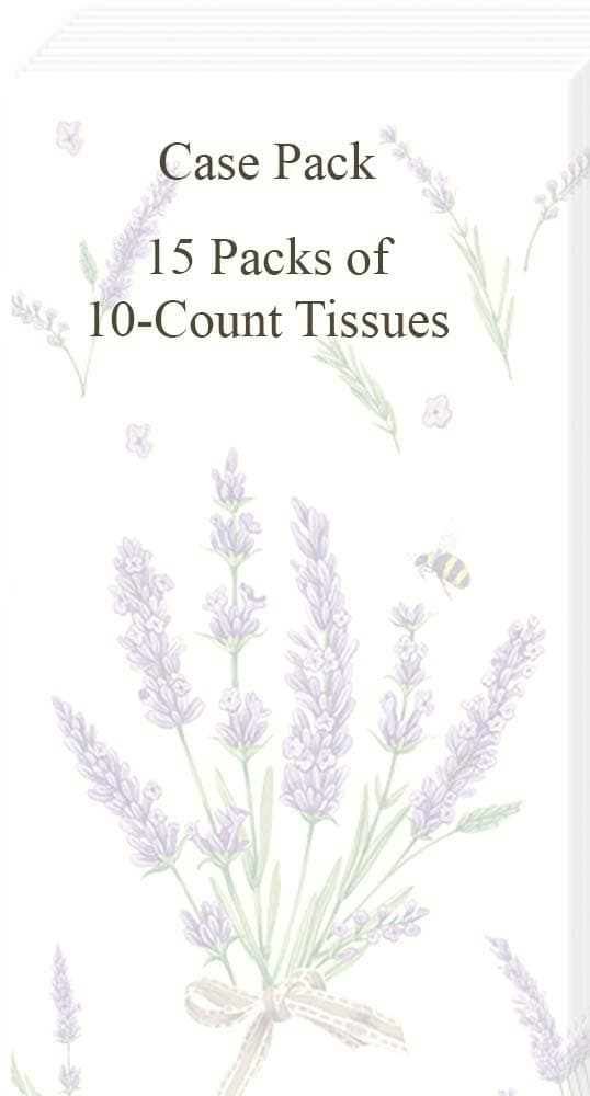 IHR Bulk 4-Ply Pocket Tissues, Bouquet of Lavender Cream (10 Count)(Pack of 15) — view 3