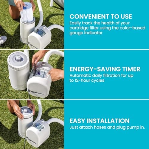 INTEX C2500 Krystal Clear Cartridge Filter Pump for Above Ground Pools: 2500 GPH Pump Flow Rate – Improved Circulation and Filtration – Easy Installation – Improved Water Clarity – Easy-to-Clean — view 4