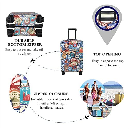 Explore Land Travel Luggage Cover Suitcase Protector Fits 31-32 Inch Luggage (Landmark Sticker, XL) — view 2