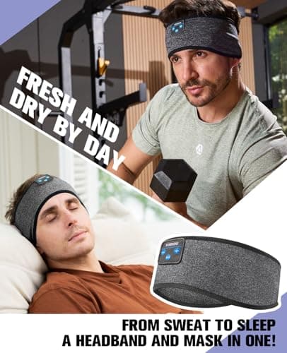 Voerou Sleep Headphones, Bluetooth 5.4 Headband, Wireless Sleeping Headphones with Ultra-Thin Speakers & Comfortable Fabric, Suitable for Sleeping Yoga Meditation Reading Audiobooks — view 2