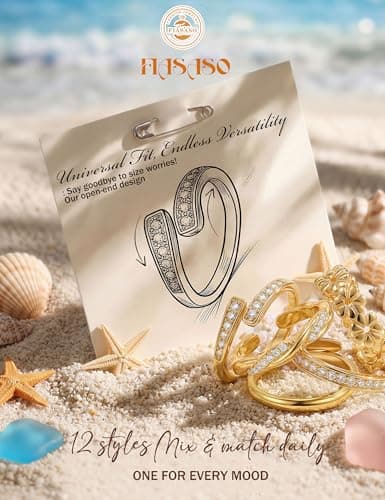 FIASASO 12Pcs Toe Rings for Women - 14K Gold Filled Toe Ring Non Tarnish Adjustable Simple Hug CZ Thin Band Toe Rings Summer Beach Foot Jewelry for Women — view 2