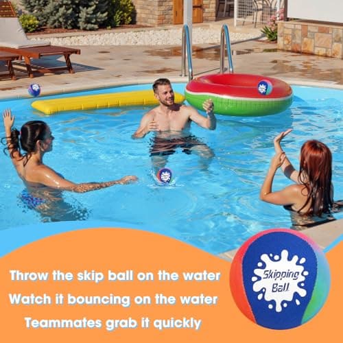 Korlon 4 Pack Skipping Water Balls, Water Bouncing Ball with Mesh Bag, Colorful Pool Toys for Kids Ages 4-8 8-12 Summer Swimming Lake Beach Fun — view 4