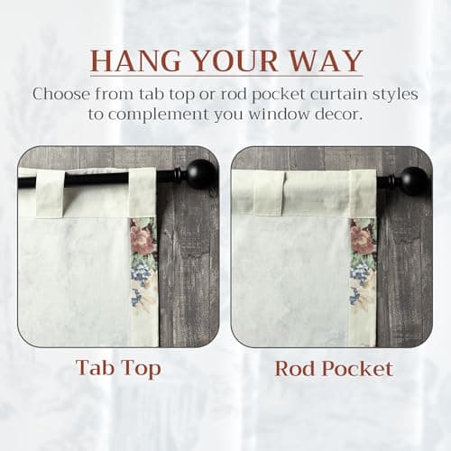 Maison d' Hermine Curtains for Living Room 100% Cotton 96 inch Length Two Panel Light Filtering Curtains for Windows with Rod and Loop Pockets Spring Summer (Abbeville, 50" W x 96" L) — view 5