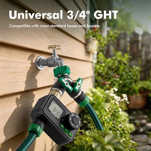 Restmo Heavy Duty 2 Way Y Garden Hose Splitter, Full Metal Body Full Flow Hose Splitter with Oversized Ball Valve, Extended Lever 3/4" GHT Outdoor Faucet Spigot Adapter for Garden Watering RV, Green — view 5