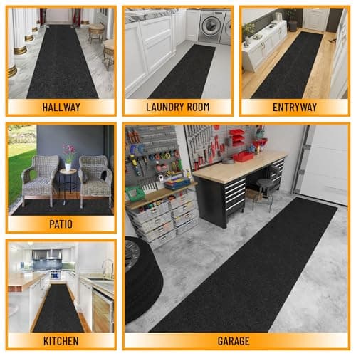 Ottomanson Commercial Scrape Rib Entry Mat – Heavy Duty Ribbed Floor Mat for High Traffic – Non Slip Rubber Back, Waterproof – Indoor Outdoor Use for Offices, Schools, Lobbies, 2'7" x 9', Black — view 3