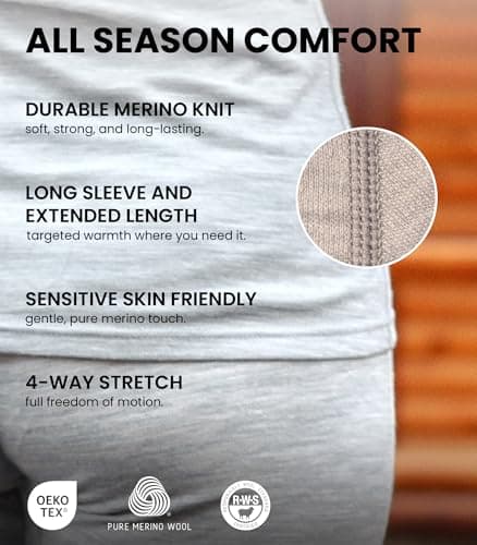 Merino.tech 100% Merino Wool Base Layer Women Shirt & Socks - All-Season (Large, Charcoal Grey 250) — view 3