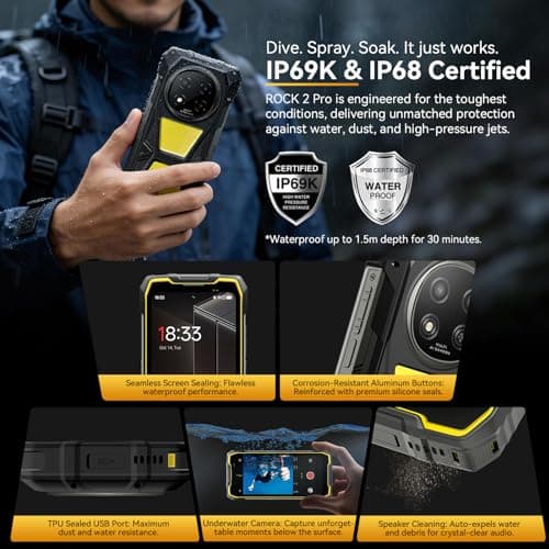 Blackview Rock 2 Pro 5G Rugged Phone Android 16, 15000mAh/33W Dual 400LM Camping Light, 32GB+256GB/2TB Rugged Smartphone Unlocked Gemini AI, 16MP+13MP 6.78" 2.4K 120Hz Glove Mode/NFC — view 5