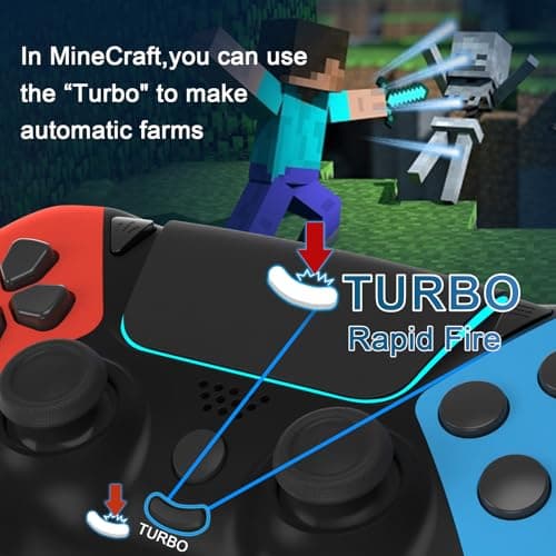 Enstixsm Upgraded for Luna Controller with Back Paddles,Turbo,Wireless Fire TV Game Controllers for PC,GeForce NOW,Firestick,Replacement for Luna Gamepad with ALPS Joystick,No Drift Stick, (Blue and Red) — view 6