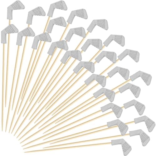 Golf Cocktail Picks, 4.7 IN Fancy Toothpicks for Appetizers, Wooden Fruit Skewers Bamboo Food Sticks for Sandwich, Masters Golf Themed Party Decorations Supplies Drinks Decor Charcuterie Accessories — view 7