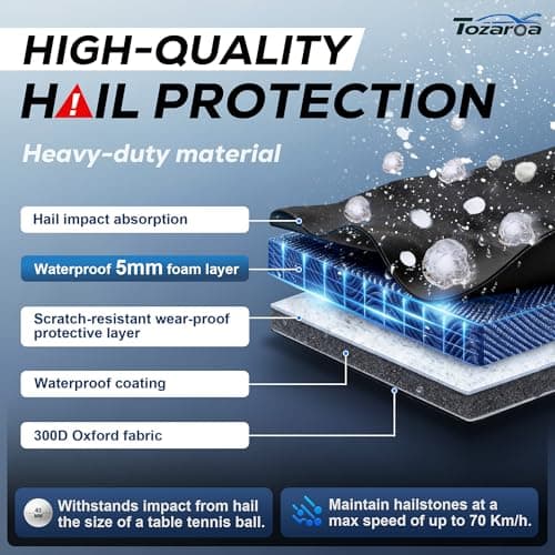 Hail Protector Car Cover for Truck(Length:up to 220inch) + Gift Windshield Sunshade, Multi-Layered EVA Hail Proof Car Cover, Padded Car Hail Protector Tacoma, C10, F100, Maverick,Gladiator etc.