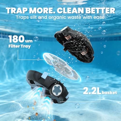 OUCAXIA Cordless Robotic Pool Cleaner with 120-Min Runtime, Dual Suction Power, Self-Parking & Smart Navigation, for Above-Ground & In-Ground Pools up to 1,100 Sq.Ft (Raven) — view 5