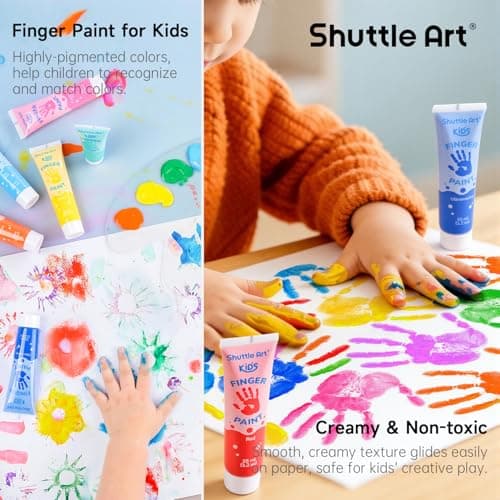 Shuttle Art Washable Finger Paint for Toddlers, 15 Vibrant Colors (1.2 fl oz) Toddler Paint, Non-Toxic Finger Painting for Toddlers 1-3, Kids Arts and Crafts — view 2