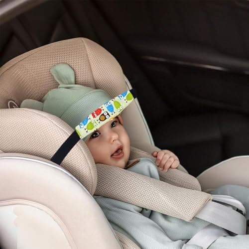 3 Pcs Baby Carseat Head Support Band Neck Relief Headrest Strap for Stroller Car Seat Head Holder for Toddler Kids Children Child Baby Infant(White and Green) — view 2