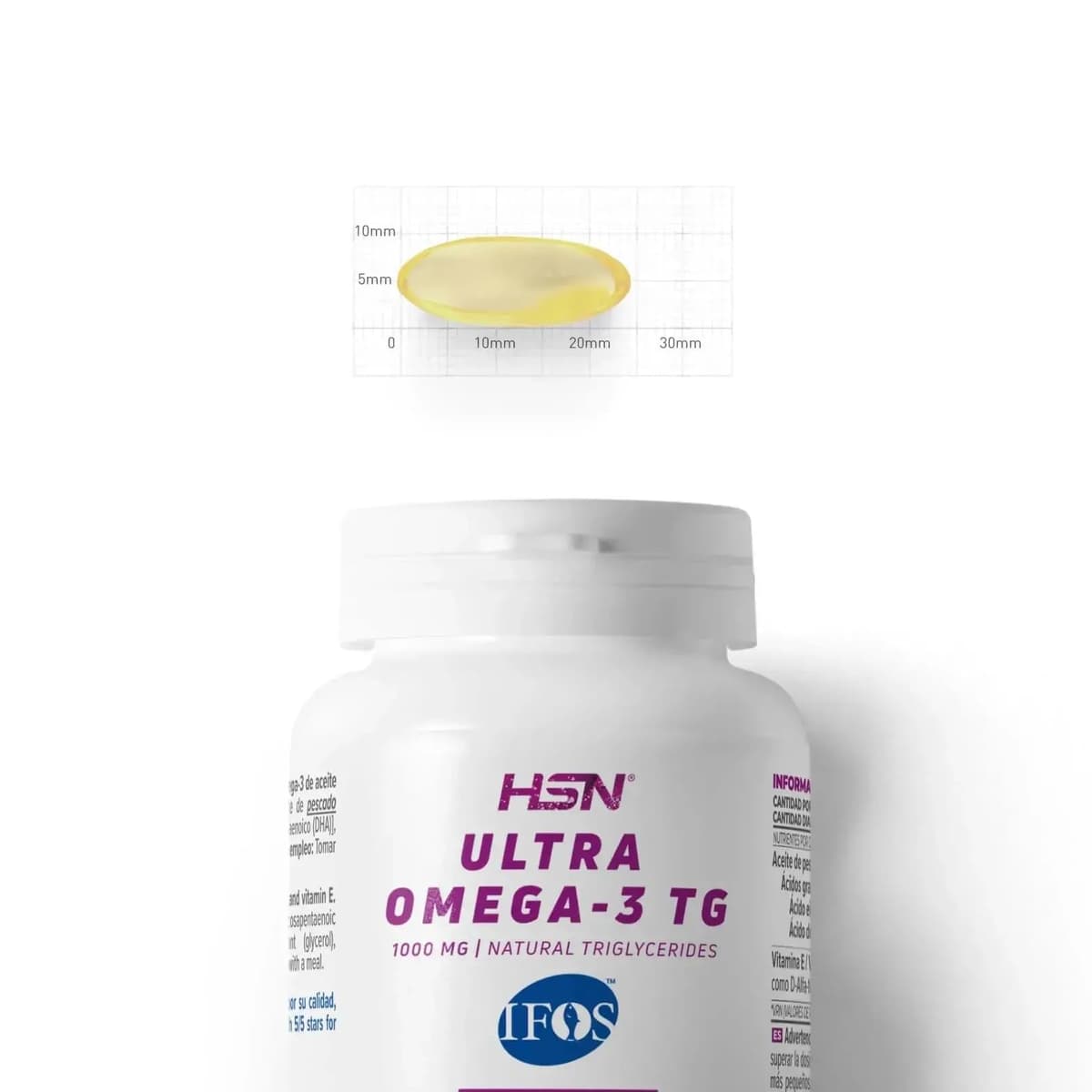 HSN Ultra Omega 3 TG IFOS 5 Estrellas | 120 Perlas | 1000mg Aceite de Pescado por Perla con 350mg EPA + 250mg DHA – Alta Absorción en Forma de Triglicéridos – Certificado Sin Metales Pesados — view 7