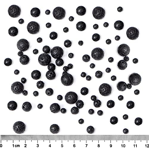Bymitel 4mm Natural Lava Round Beads Gemstones Genuine with 210pcs DIY Jewelry Making Unisex (4mm 210pcs, Black Lava) — view 2