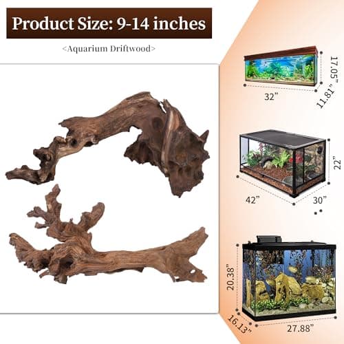 Natural Coral Large Driftwood for Aquarium Decor Reptile Decor, Assorted Driftwood Branch 9-14" 2 Pcs, Fish Tank Decoration — view 2