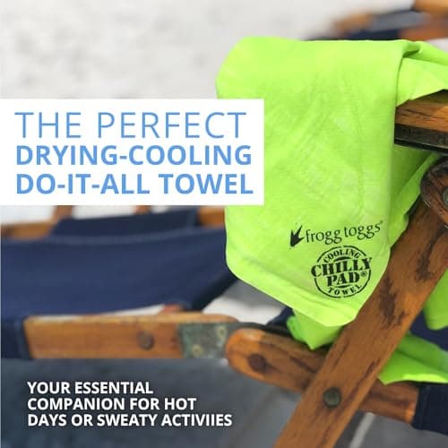 FROGG TOGGS Mens Chilly Pad, Instant Cooling Towel, Long Lasting, Reusable, Sports And Outdoors Neck 33x13, Hivis Lime Green, 33x13 US