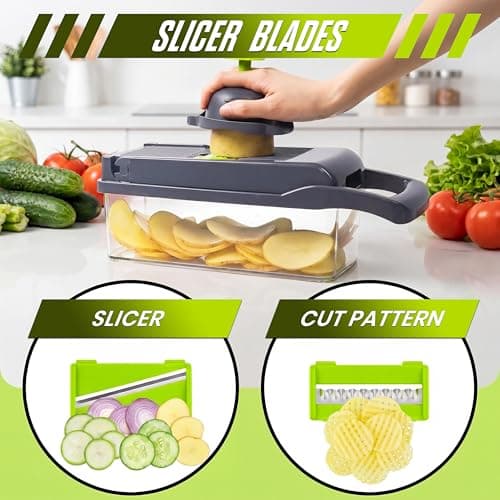 Zelkone 16-in-1 Vegetable Chopper Mandoline Slicer with Container, Food Processor, Food Chopper, Onion Chopper, Veggie Cutter for Salad, Potato Cutter, French Fry Cutter, Kitchen Gadgets & Accessories — view 4