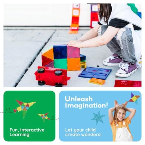PicassoTiles 60 Piece Set 60pcs Magnet Building Tiles Clear Magnetic 3D Blocks Construction Playboards - Creativity Beyond Imagination, Inspirational, Recreational, Educational, Conventional — view 5